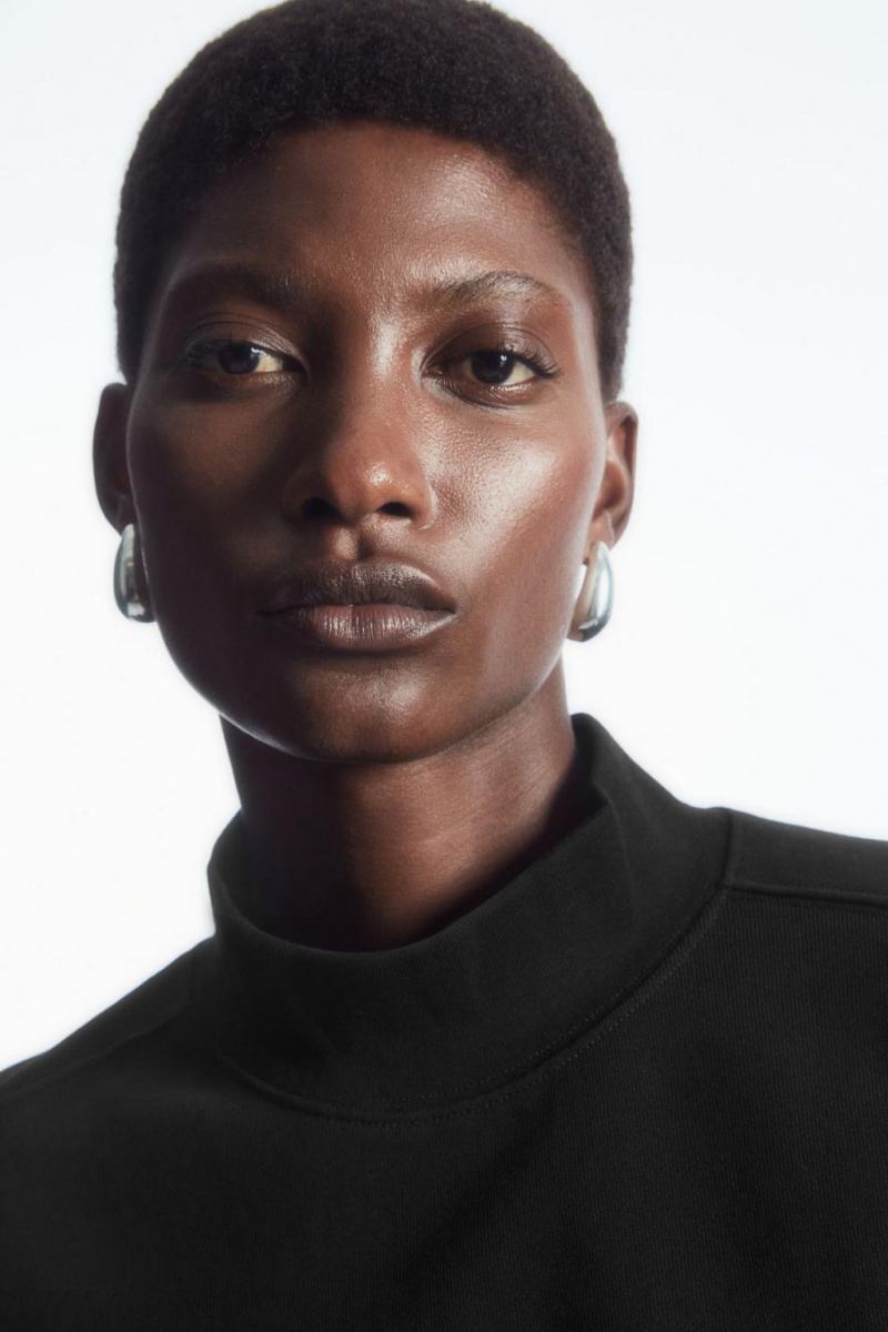COS Mock-neck Pulóver Női Fekete | SGY-879032