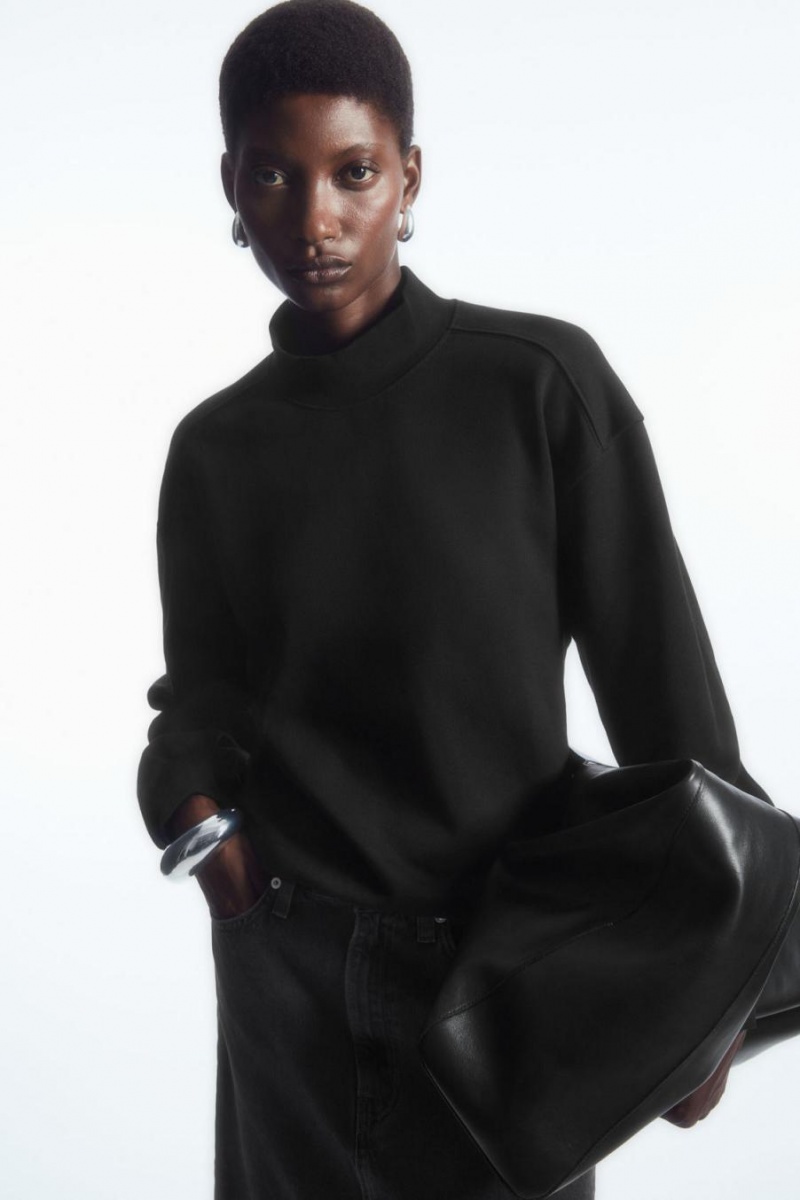 COS Mock-neck Pulóver Női Fekete | SGY-879032