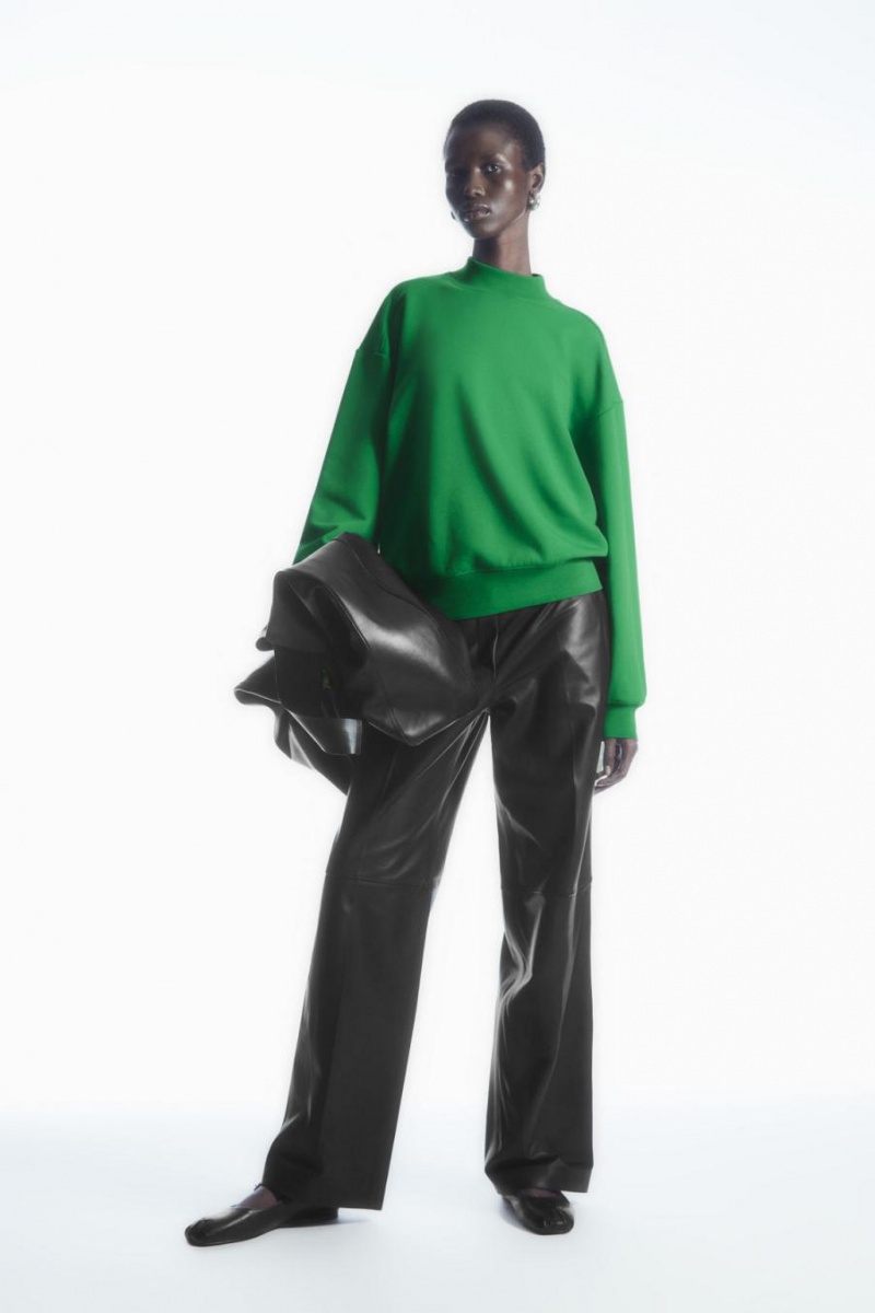 COS Mock-neck Pulóver Női Zöld | VXT-724860