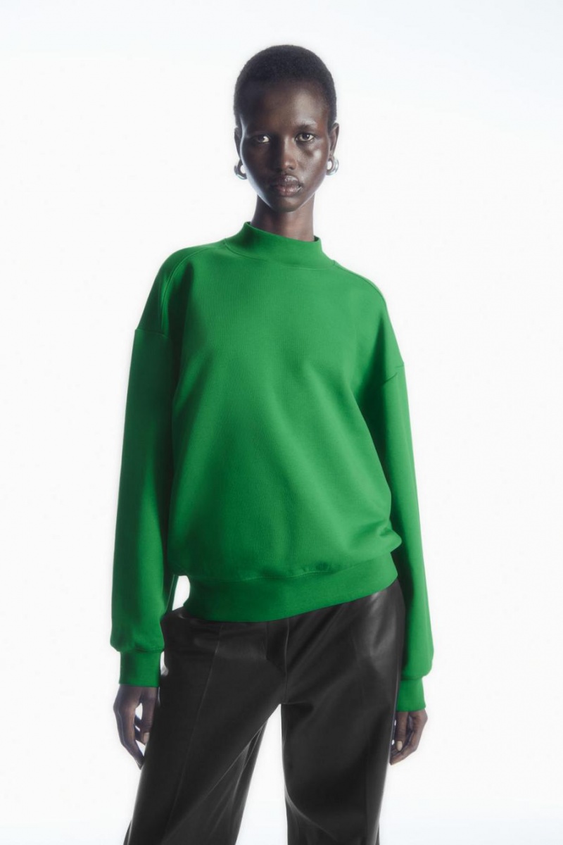COS Mock-neck Pulóver Női Zöld | VXT-724860