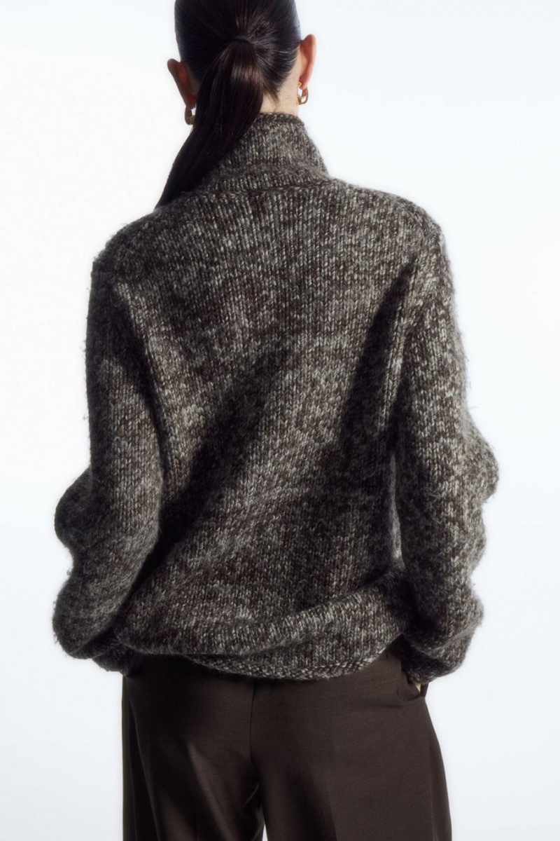 COS Mouliné Gyapjú Turtleneck Jumpers Női Sötétbarna Krém | ULP-603582