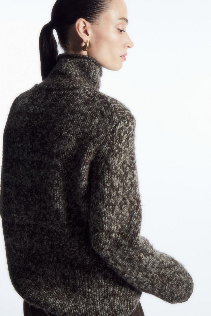 COS Mouliné Gyapjú Turtleneck Jumpers Női Sötétbarna Krém | ULP-603582