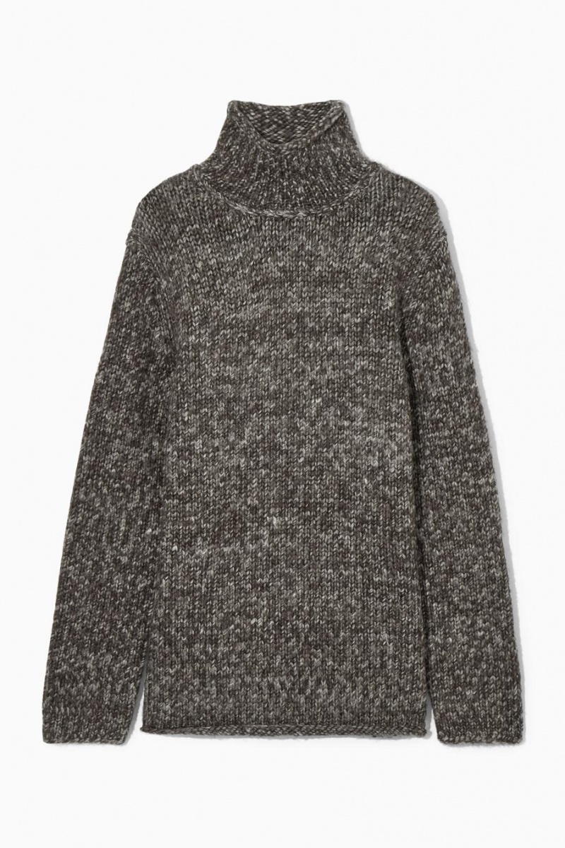 COS Mouliné Gyapjú Turtleneck Jumpers Női Sötétbarna Krém | ULP-603582
