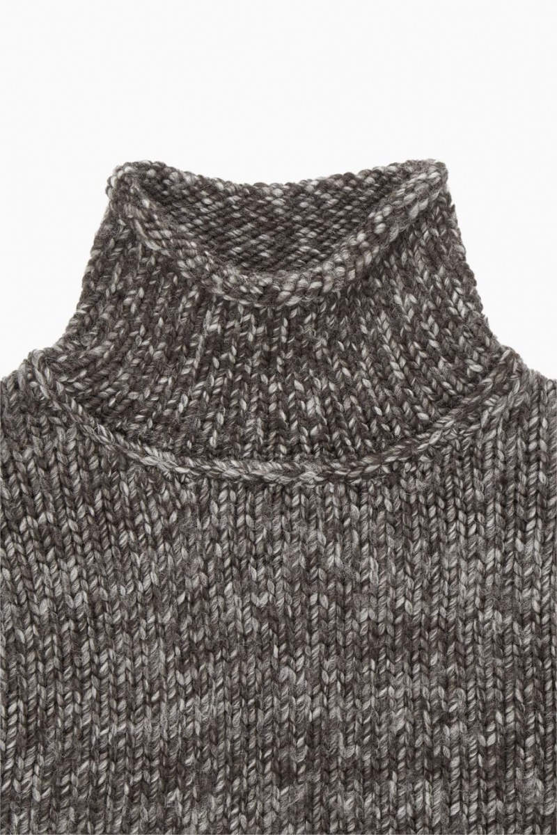 COS Mouliné Gyapjú Turtleneck Jumpers Női Sötétbarna Krém | ULP-603582