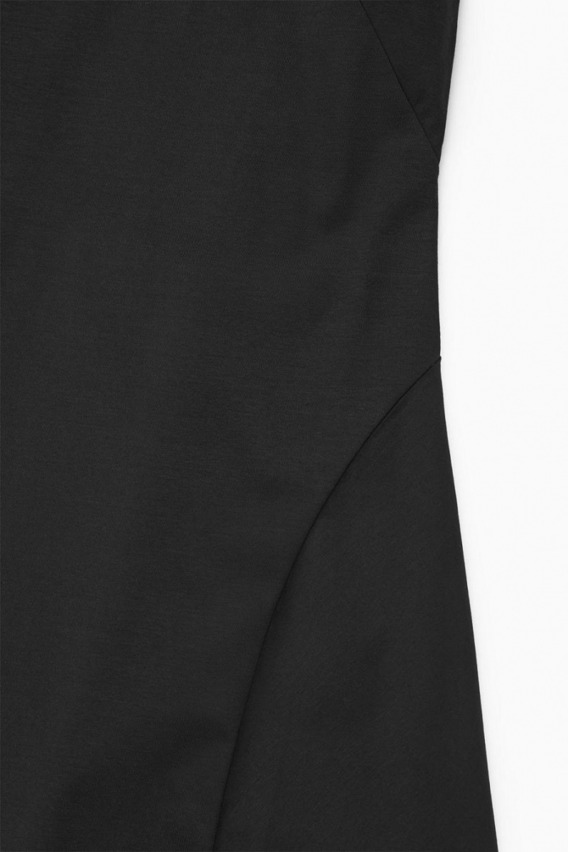 COS Off-the-shoulder Asymmetric Midi Ruha Női Fekete | VKE-214835