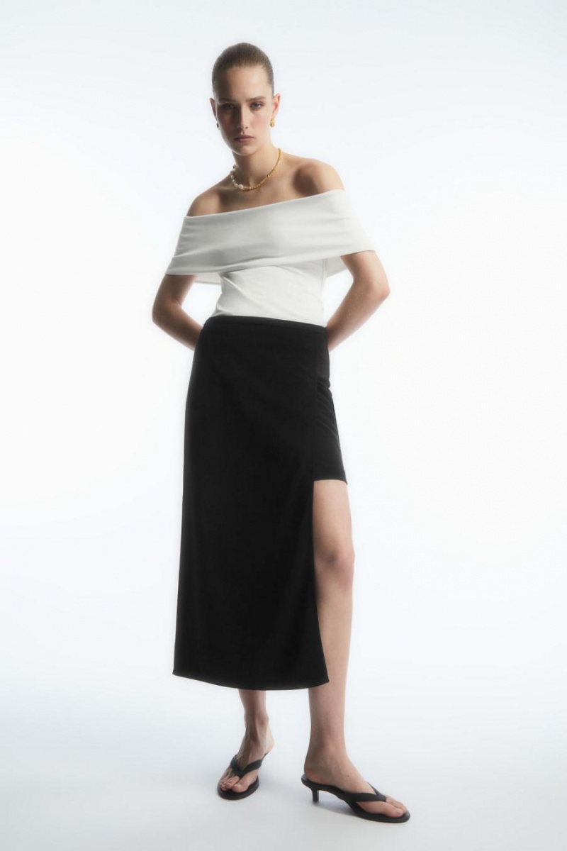 COS Off-the-shoulder Jersey Felső Női Fehér | FDQ-567320
