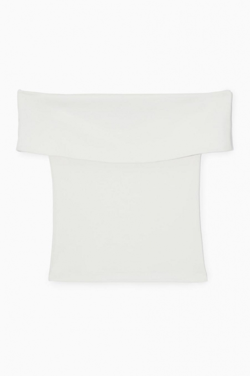 COS Off-the-shoulder Jersey Felső Női Fehér | FDQ-567320