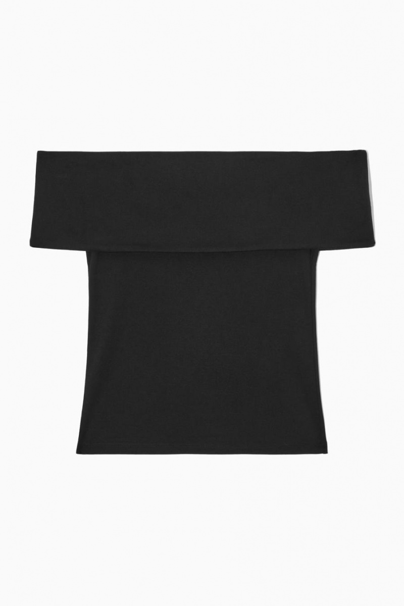COS Off-the-shoulder Jersey Felső Női Fekete | JKB-316705