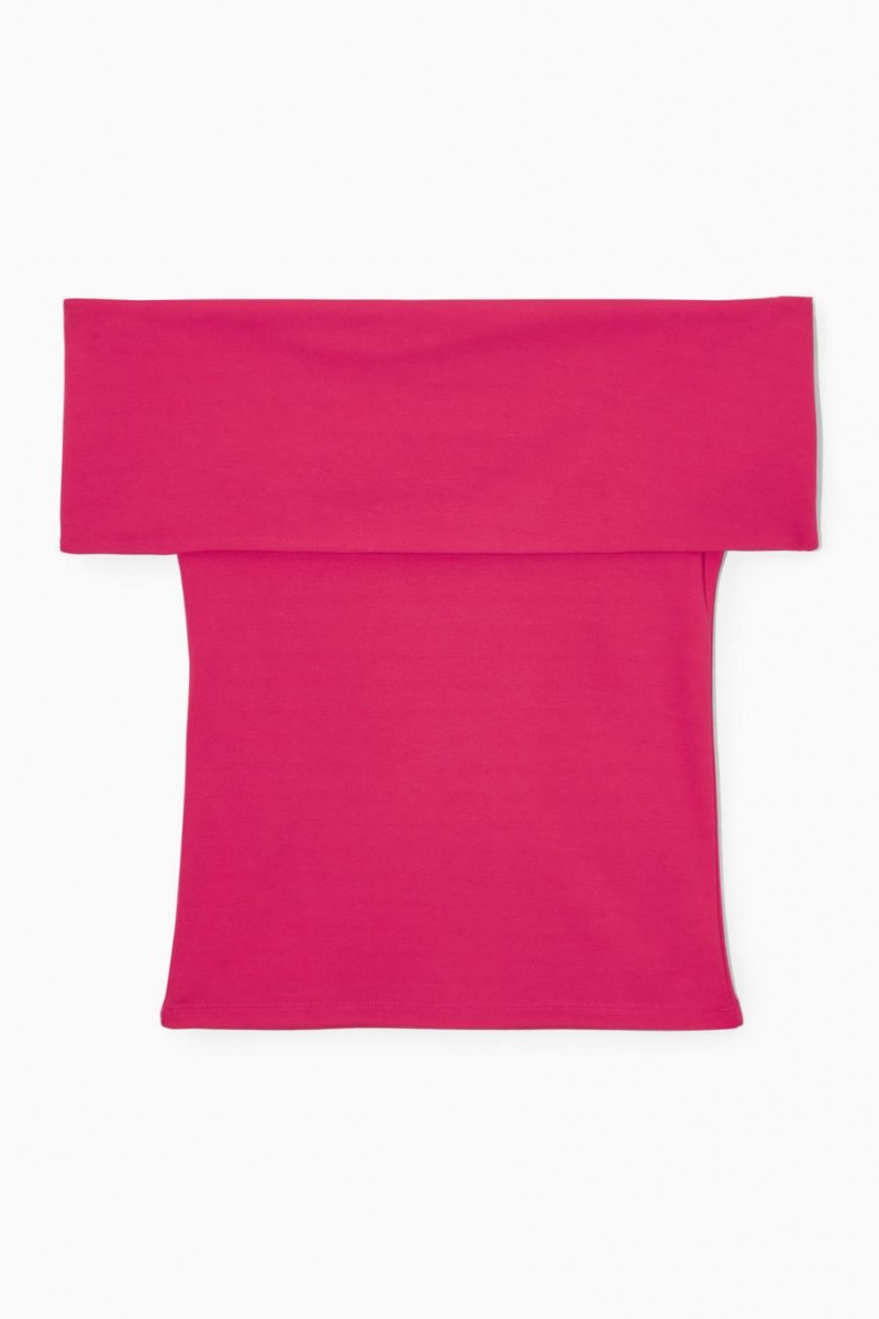COS Off-the-shoulder Jersey Felső Női Mélyrózsaszín | HOE-386719