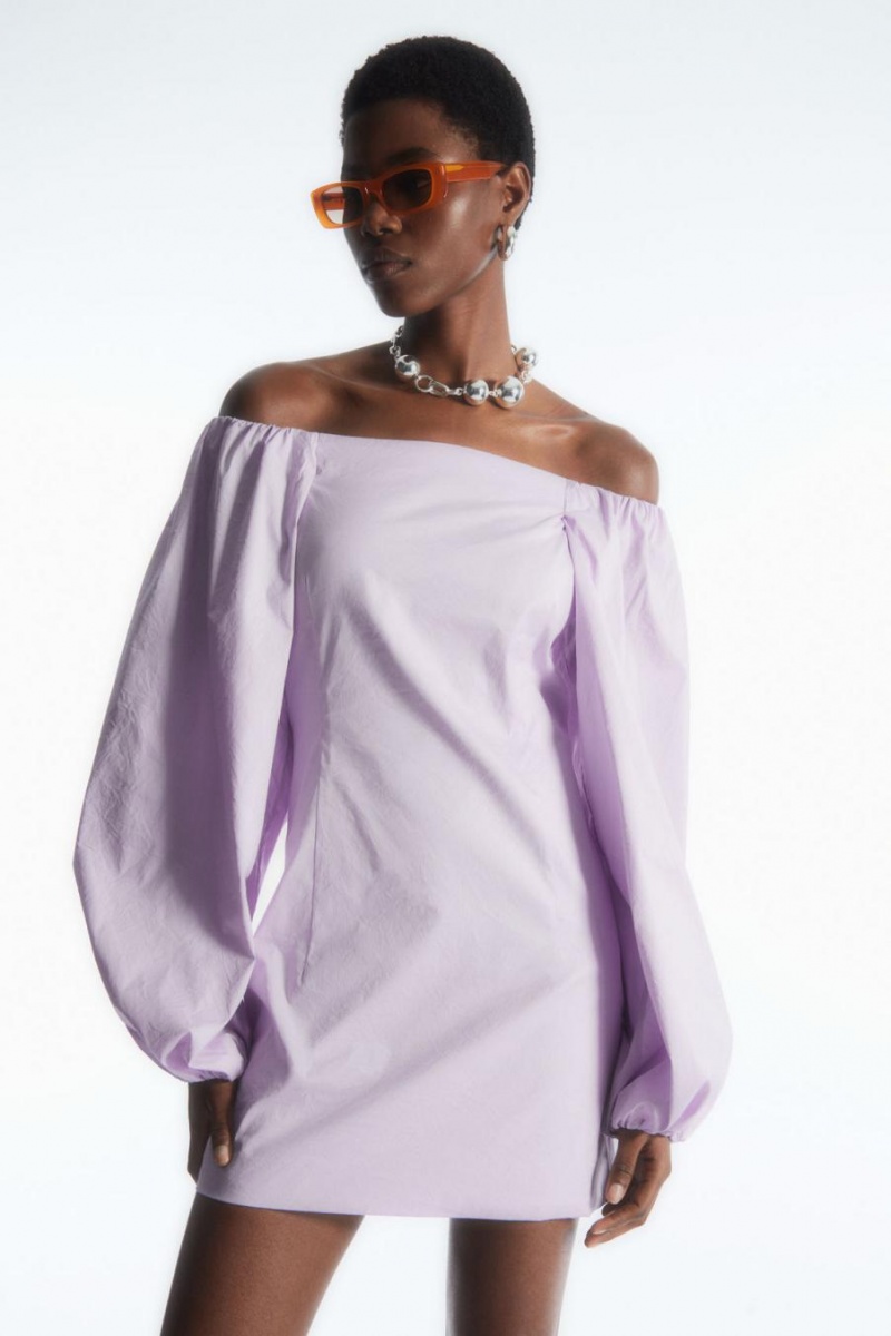 COS Off-the-shoulder Mini Ruha Női Lila | LHK-859720