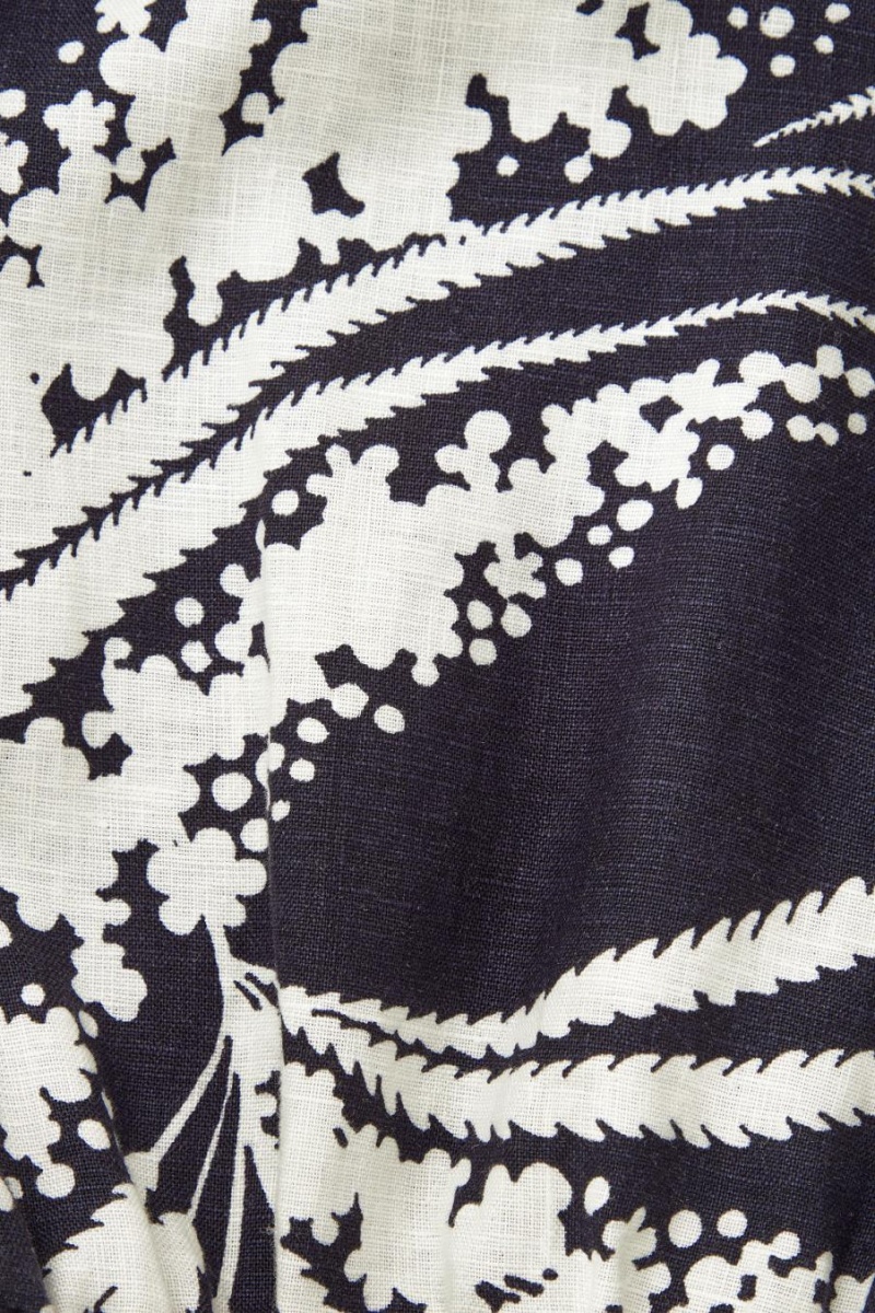 COS Open-back Floral-print Linen Jumpsuit Női Sötétkék | ONR-091745