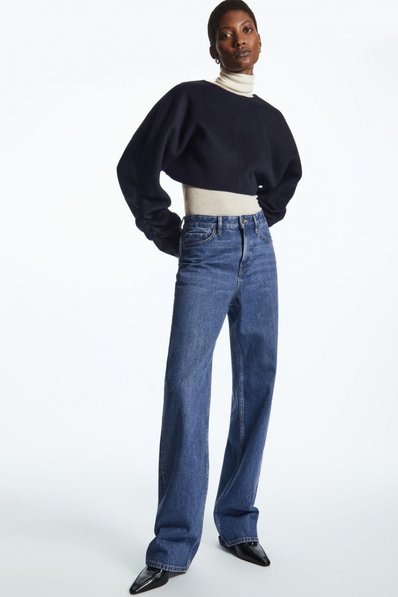 COS Open-back Gyapjú Bolero Kabát Női Sötétkék | YJL-106528
