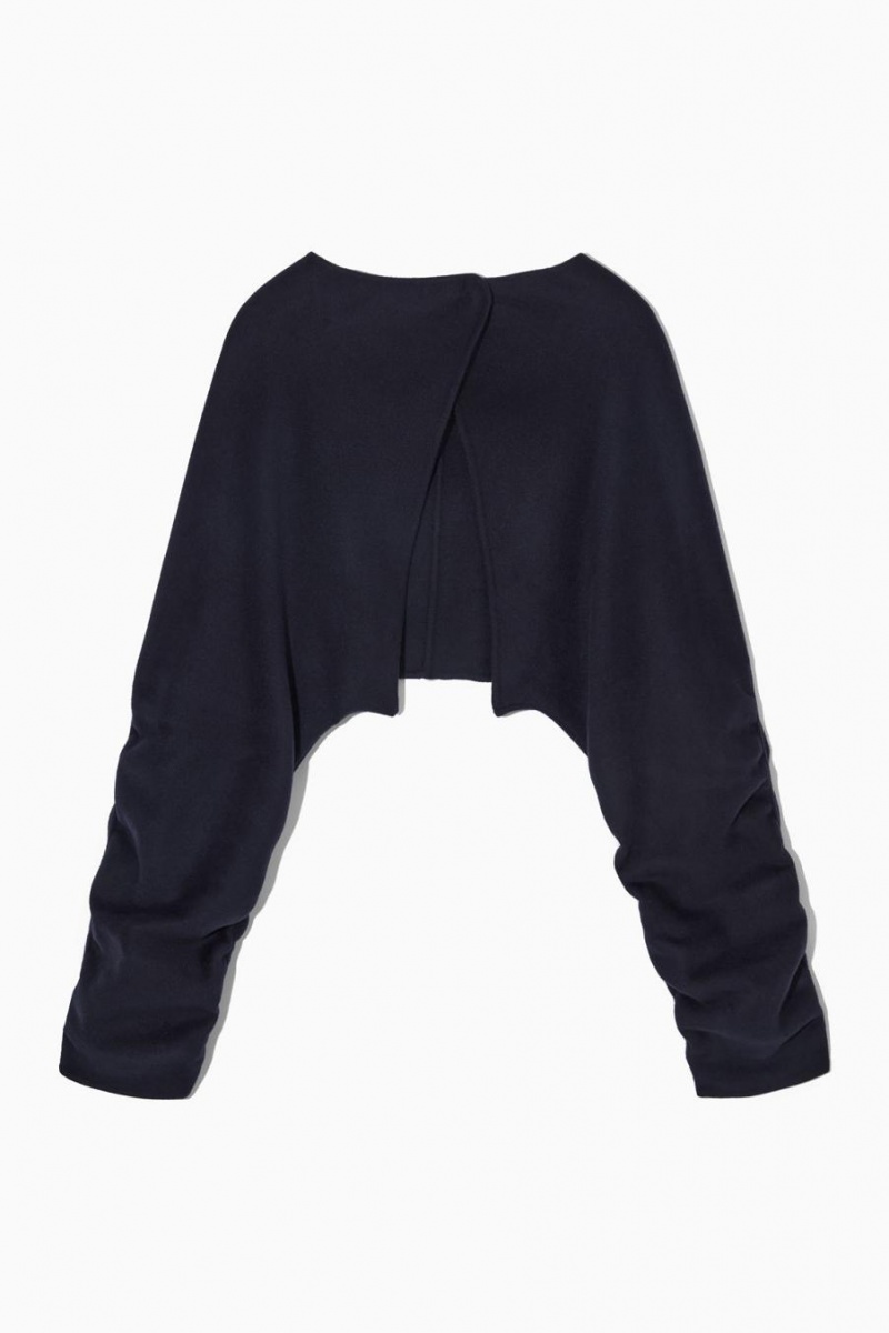 COS Open-back Gyapjú Bolero Kabát Női Sötétkék | YJL-106528