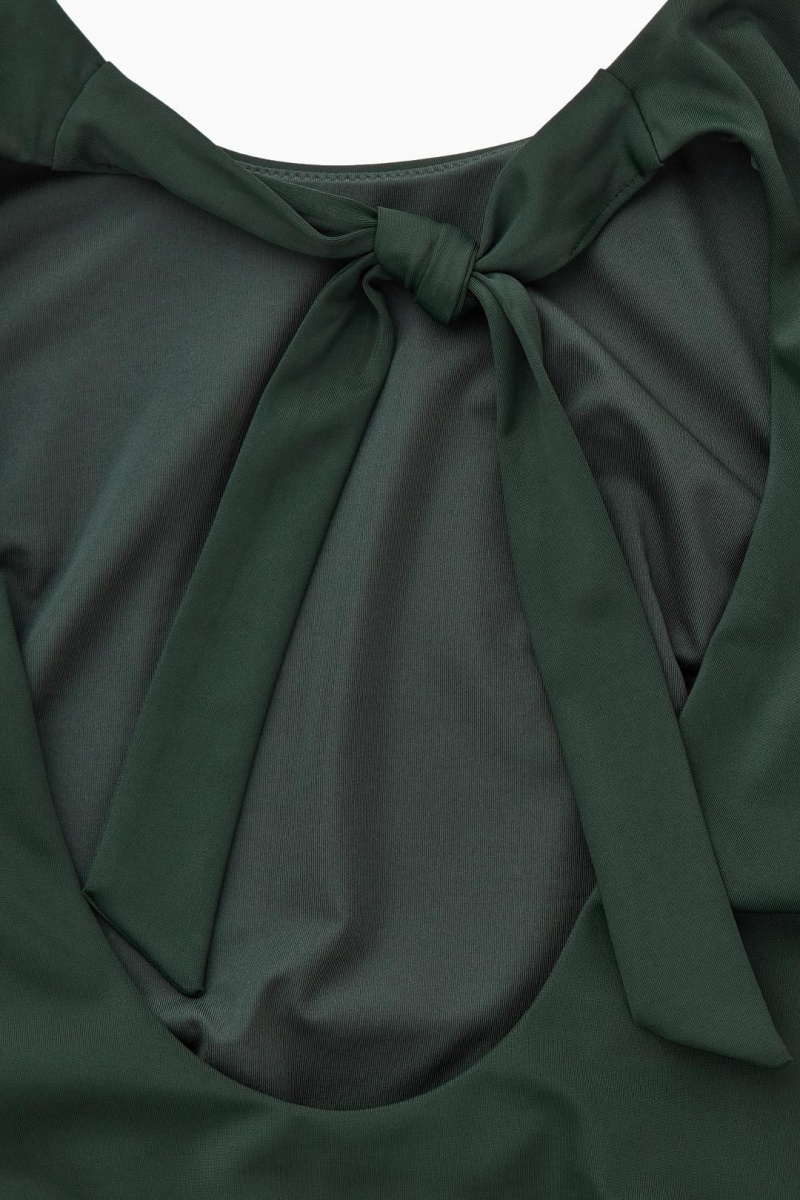 COS Open-back Long-sleeved Swimsuit Úszóruhák Női Sötétzöld | KJR-742065