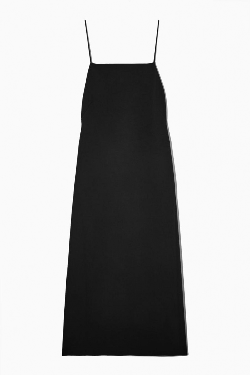 COS Open-back Midi Ruha Női Fekete | IAF-906138