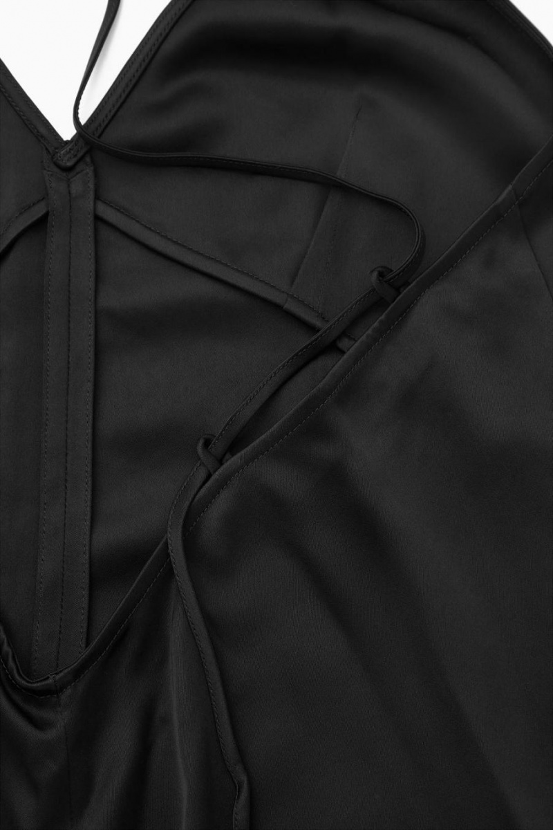 COS Open-back Satin Széles Cipő-leg Jumpsuit Női Fekete | WIM-085649