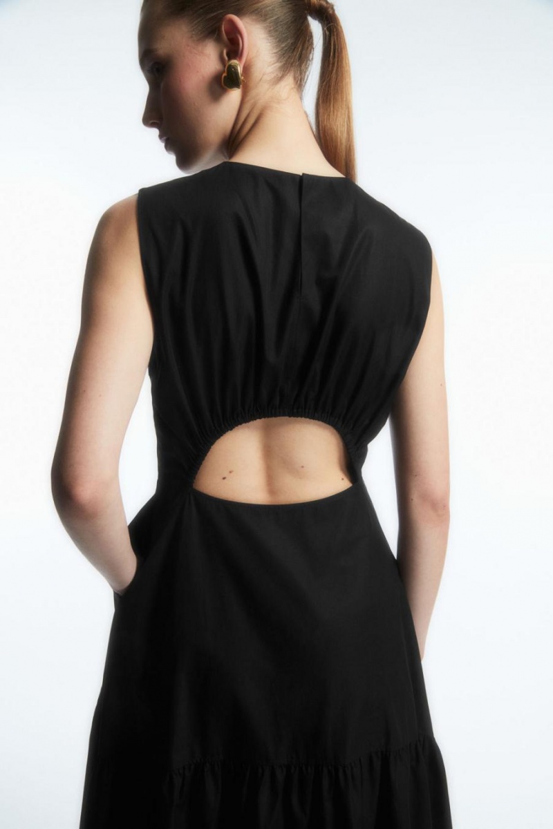 COS Open-back Tiered Ruha Női Fekete | XWB-268507