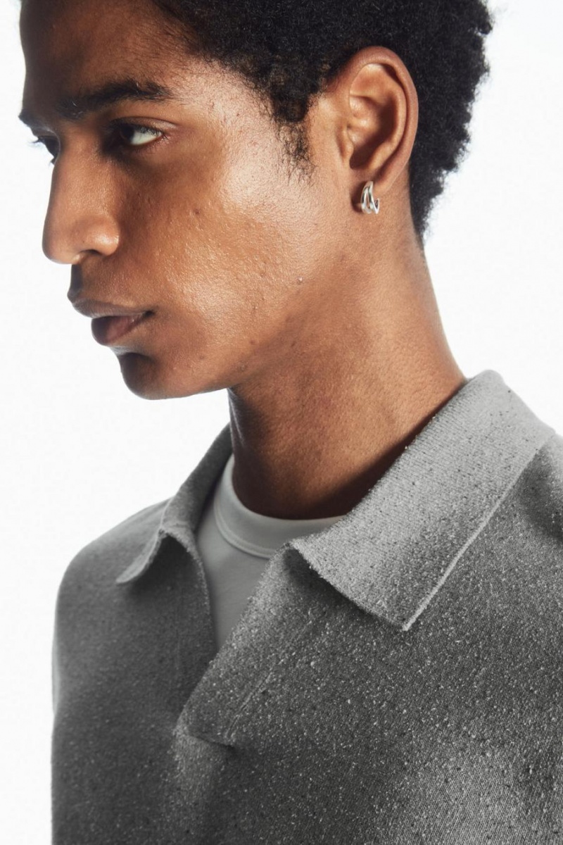 COS Open-collar Kötött Silk Pólóing Férfi Szürke | LHP-219743