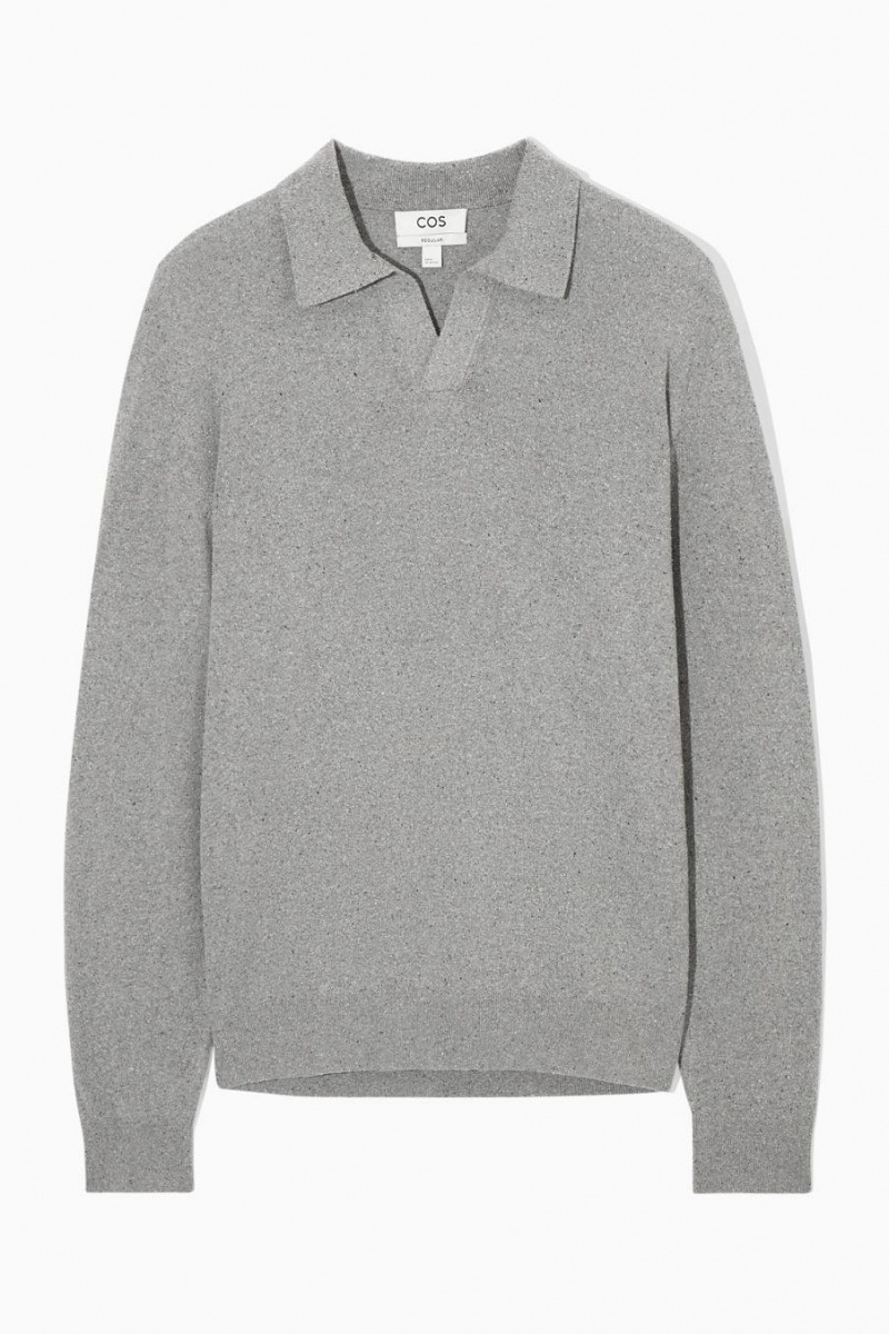 COS Open-collar Kötött Silk Pólóing Férfi Szürke | LHP-219743