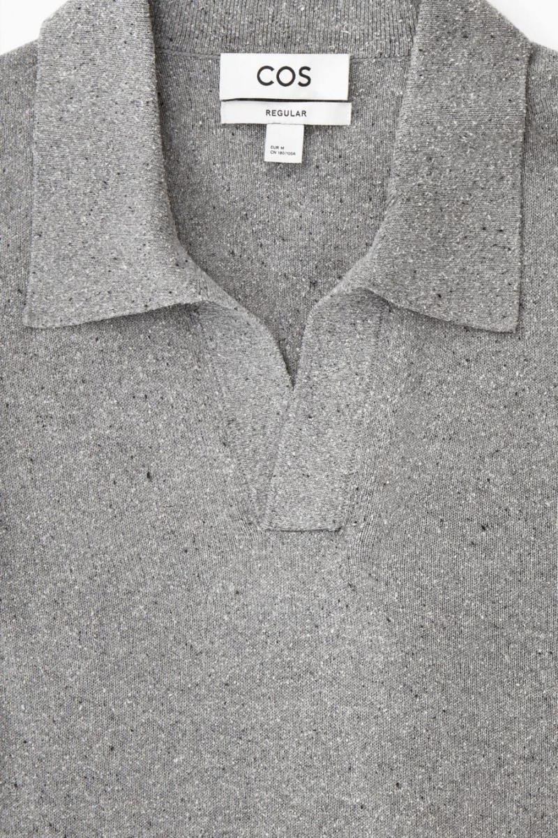 COS Open-collar Kötött Silk Pólóing Férfi Szürke | LHP-219743