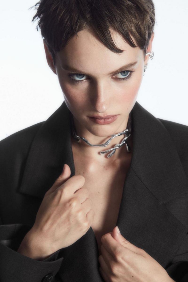 COS Organic-shaped Silk-ribbon Choker Női Titán Barna | BPI-619527