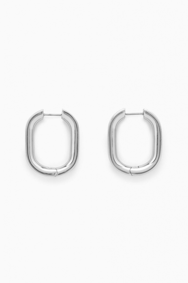 COS Oval Hoop Fülbevalók Női Titán | CNV-971046