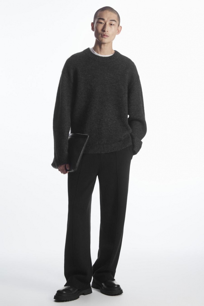 COS Oversized Alpaca-blend Jumpers Férfi Fekete | YRV-739015