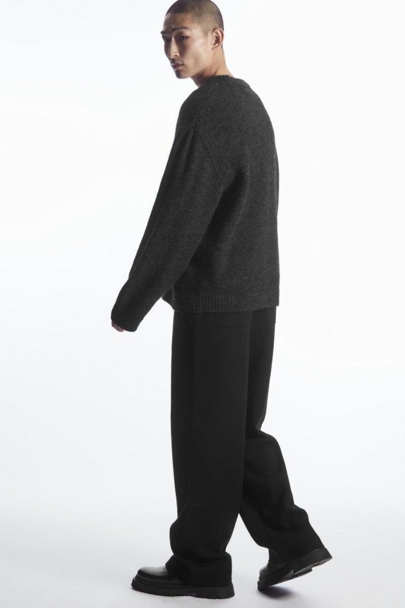 COS Oversized Alpaca-blend Jumpers Férfi Fekete | YRV-739015