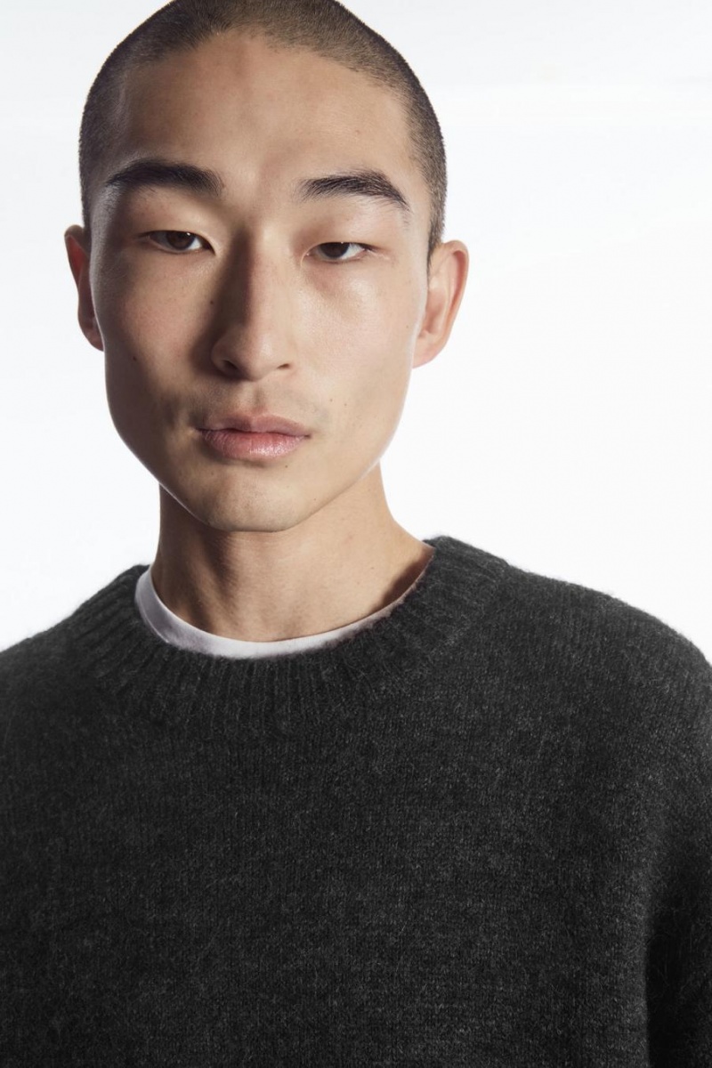 COS Oversized Alpaca-blend Jumpers Férfi Fekete | YRV-739015