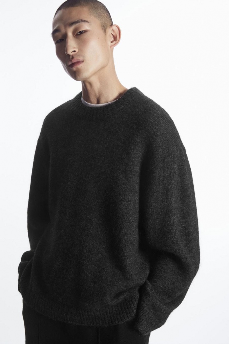 COS Oversized Alpaca-blend Jumpers Férfi Fekete | YRV-739015