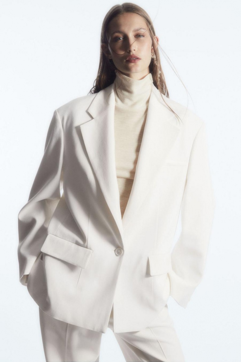 COS Oversized Crepe Blézer Női Fehér | DJY-046532