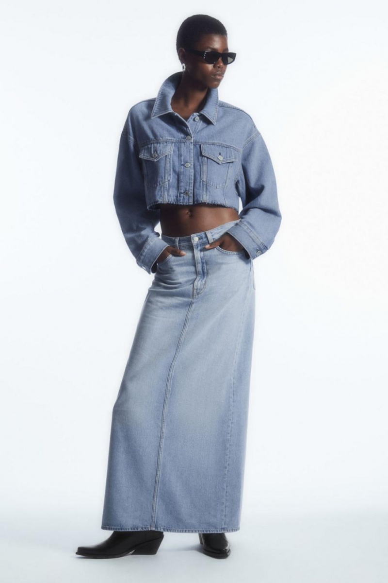 COS Oversized Cropped Denim Overshirt Ing Női Világos Kék | OYL-802369