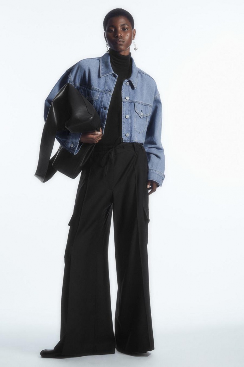 COS Oversized Cropped Denim Overshirt Ing Női Világos Kék | OYL-802369