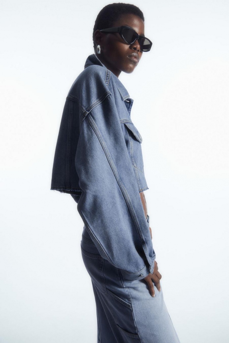 COS Oversized Cropped Denim Overshirt Ing Női Világos Kék | OYL-802369