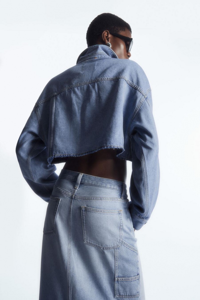 COS Oversized Cropped Denim Overshirt Ing Női Világos Kék | OYL-802369