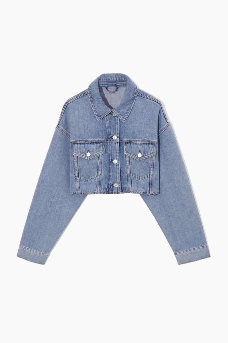 COS Oversized Cropped Denim Overshirt Ing Női Világos Kék | OYL-802369