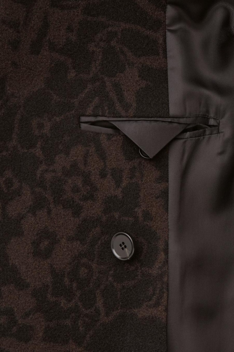 COS Oversized Double-breasted Floral-print Kabát Női Sötétbarna | KWI-823497