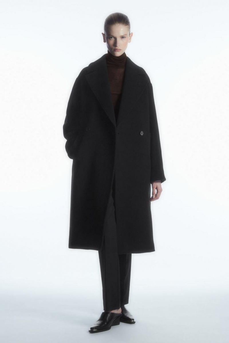 COS Oversized Double-breasted Kabát Női Fekete | KHO-371609