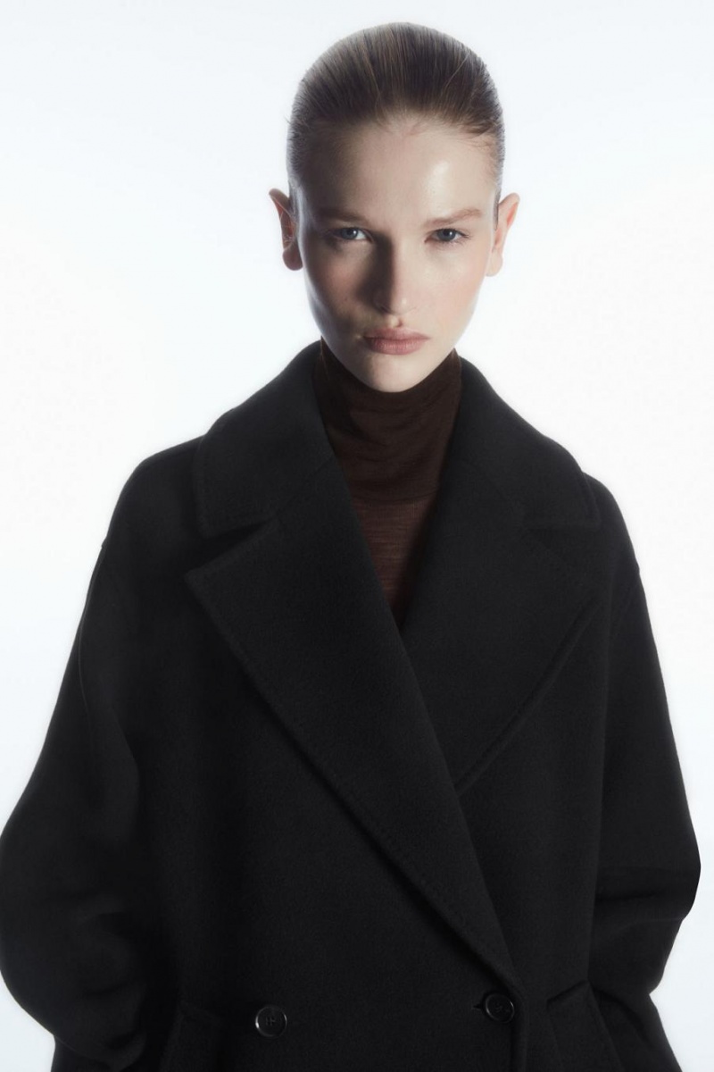 COS Oversized Double-breasted Kabát Női Fekete | KHO-371609
