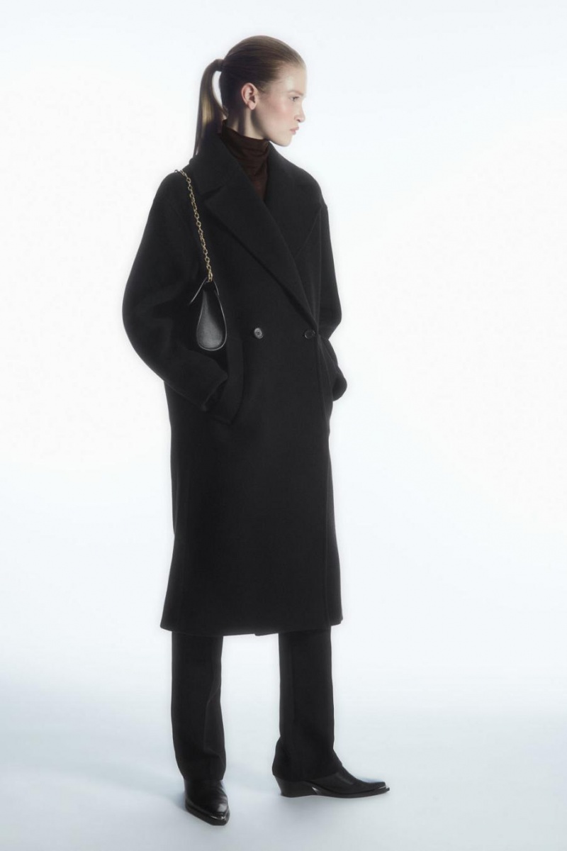 COS Oversized Double-breasted Kabát Női Fekete | KHO-371609