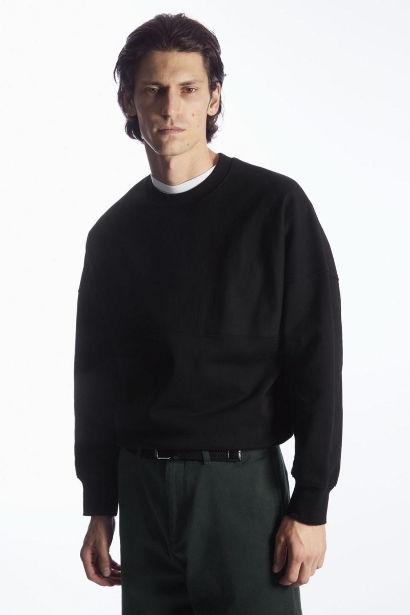COS Oversized Exposed-seam Pulóver Férfi Fekete | WBP-420913