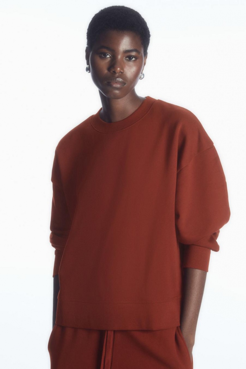 COS Oversized Fleece-back Pulóver Női Barna | WSM-753014