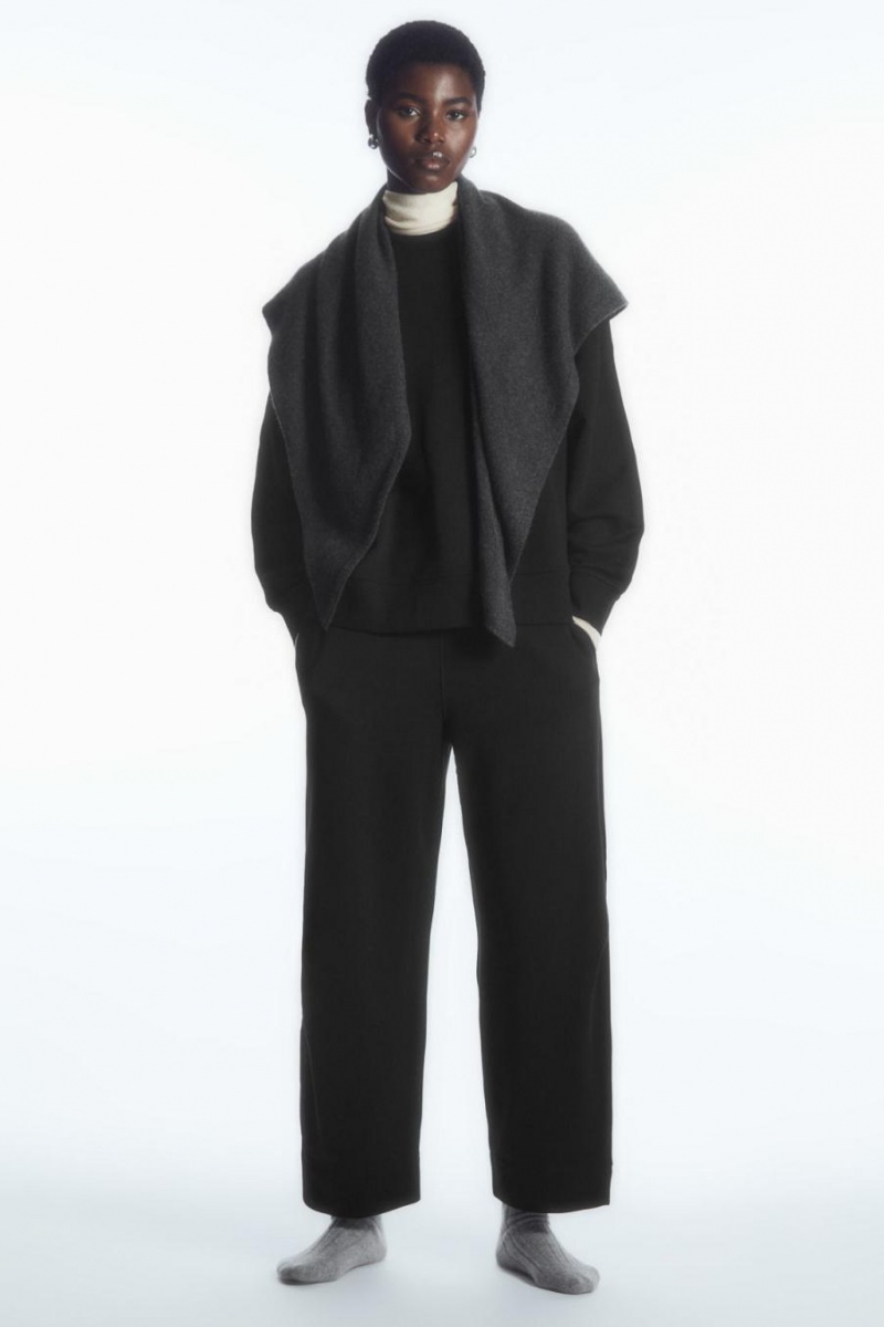 COS Oversized Fleece-back Pulóver Női Fekete | VKE-398140