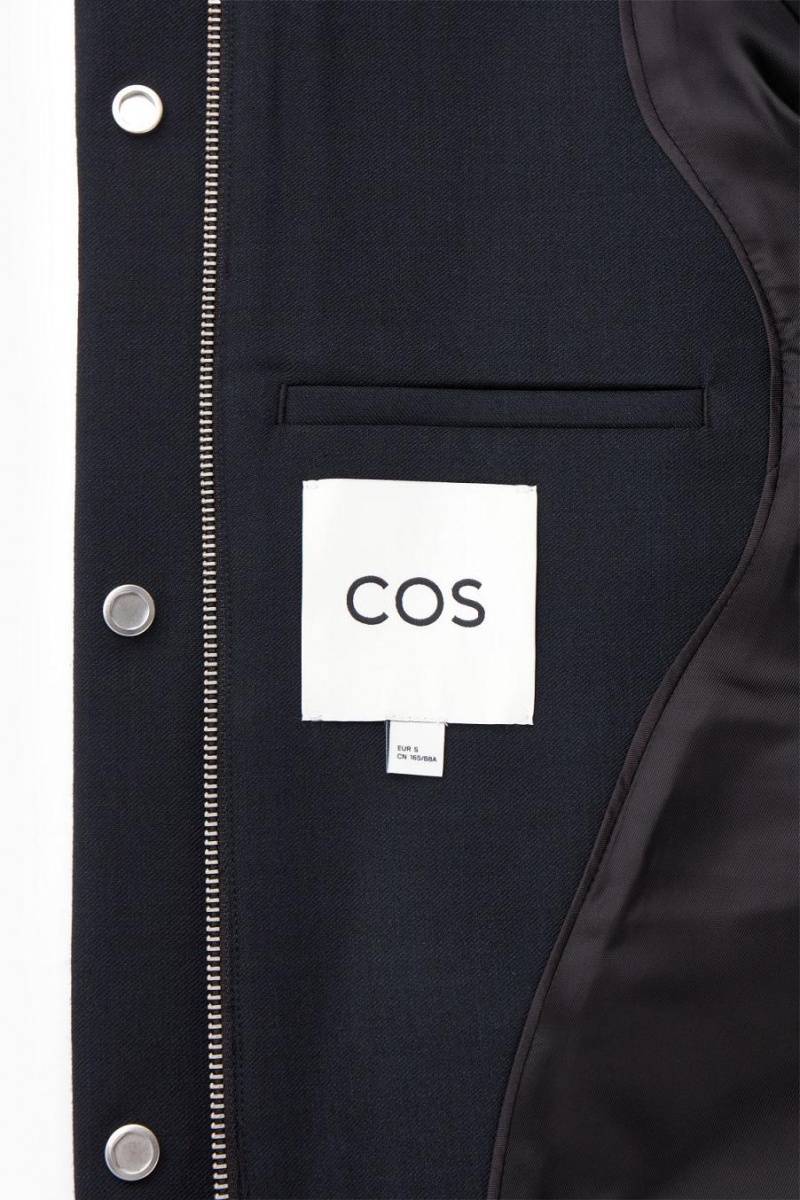 COS Oversized Funnel-neck Gyapjú Bomber Kabát Női Fekete | GYV-359680