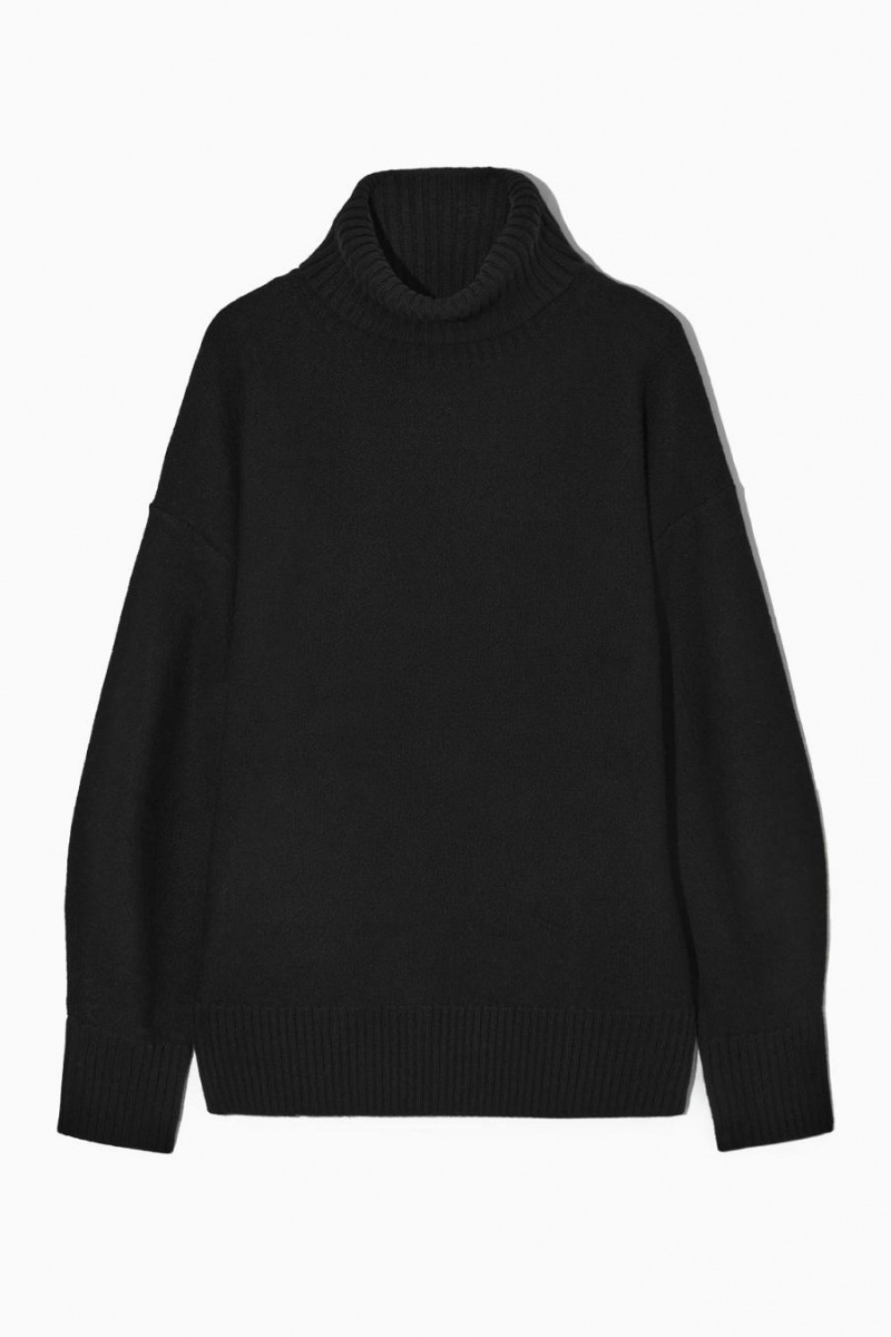 COS Oversized Gyapjú Roll-neck Jumpers Női Fekete | HAK-183297
