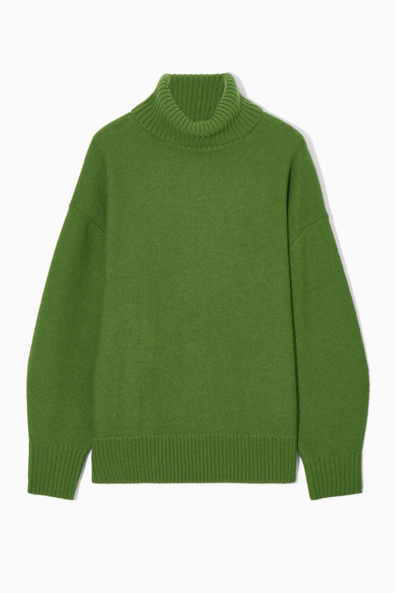 COS Oversized Gyapjú Roll-neck Jumpers Női Zöld | SRY-371958