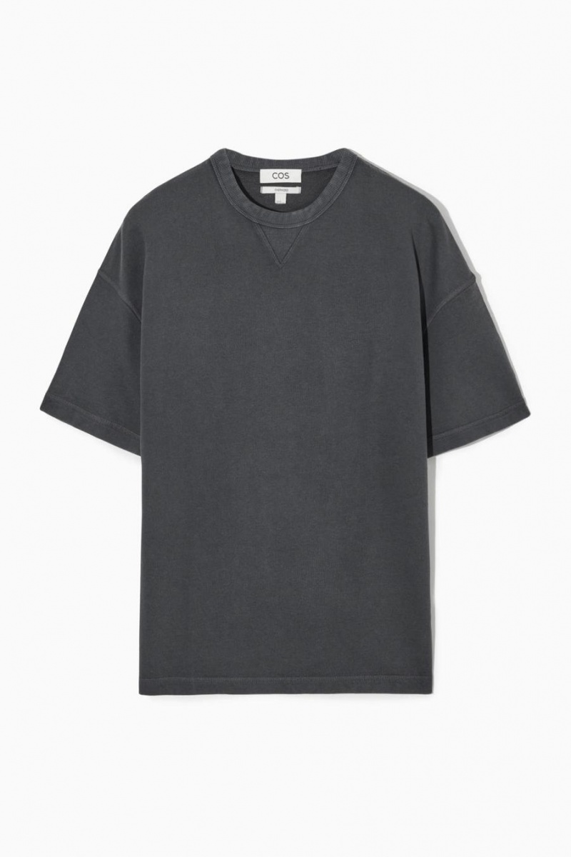 COS Oversized Heavyweight Rövid-sleeved Póló Férfi Fekete | EFV-980364