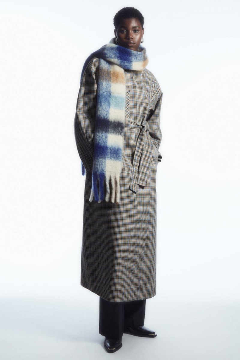 COS Oversized Mohair-blend Sál Női Kék Barna | XRV-948027