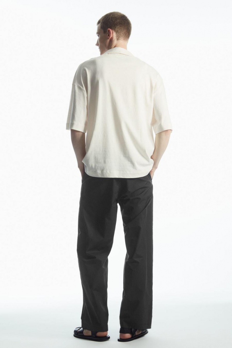 COS Oversized Open-collar Pólóing Férfi Fehér | JSQ-583126