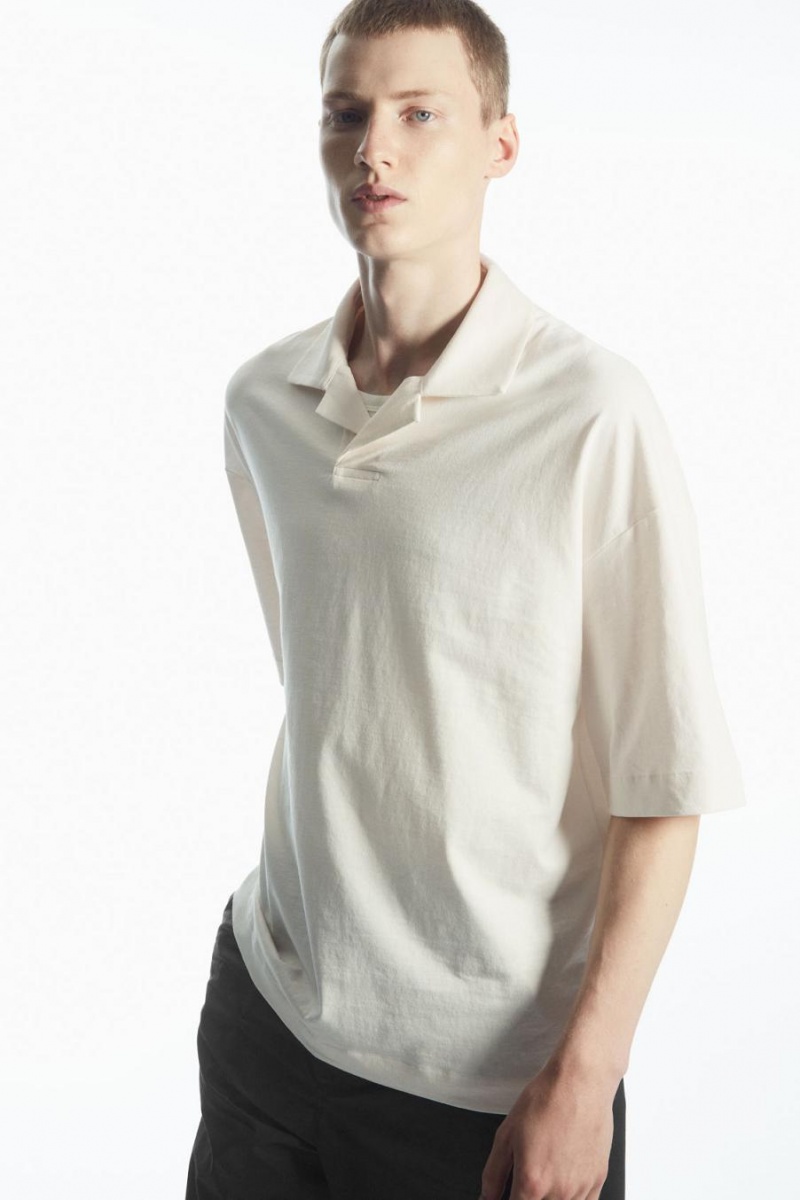 COS Oversized Open-collar Pólóing Férfi Fehér | JSQ-583126